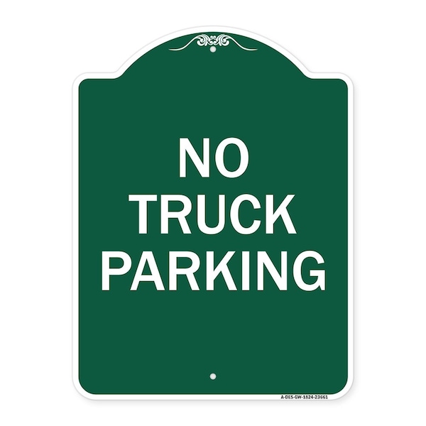 No Parking Sign No Truck Parking, Green & White Aluminum Sign, 18" x 24", GW-1824-23661